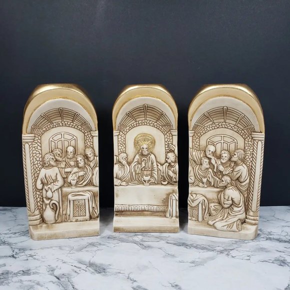 Last Supper Angels Two Sided Candle Holders Vintage - Picture 2 of 10